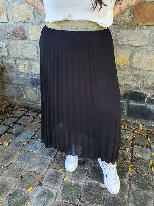Jupe longue plissée noire grande taille collection curvy