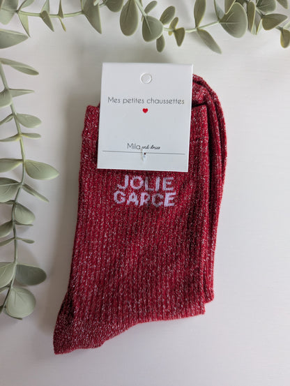Chaussettes Jolie garce taille unique paillettes femme