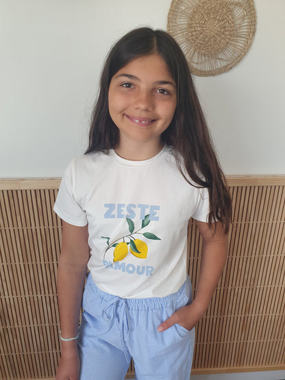 T-shirt zeste d'amour collection mère fille col rond citrons
