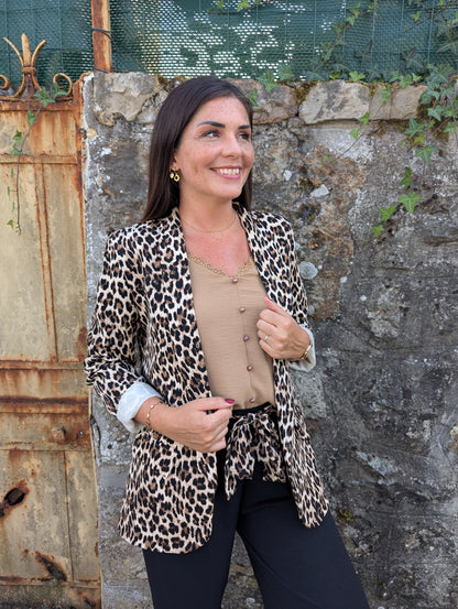 Blazer léopard femme beige marron noir doublée