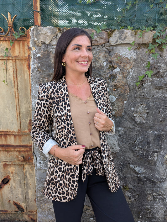 Blazer léopard femme beige marron noir doublée
