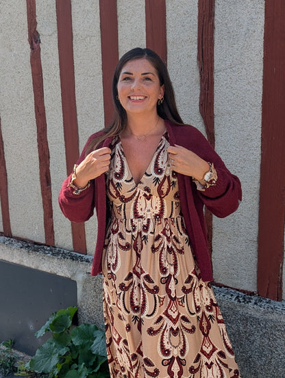 Gilet bordeaux avec étoiles aux coudes femme