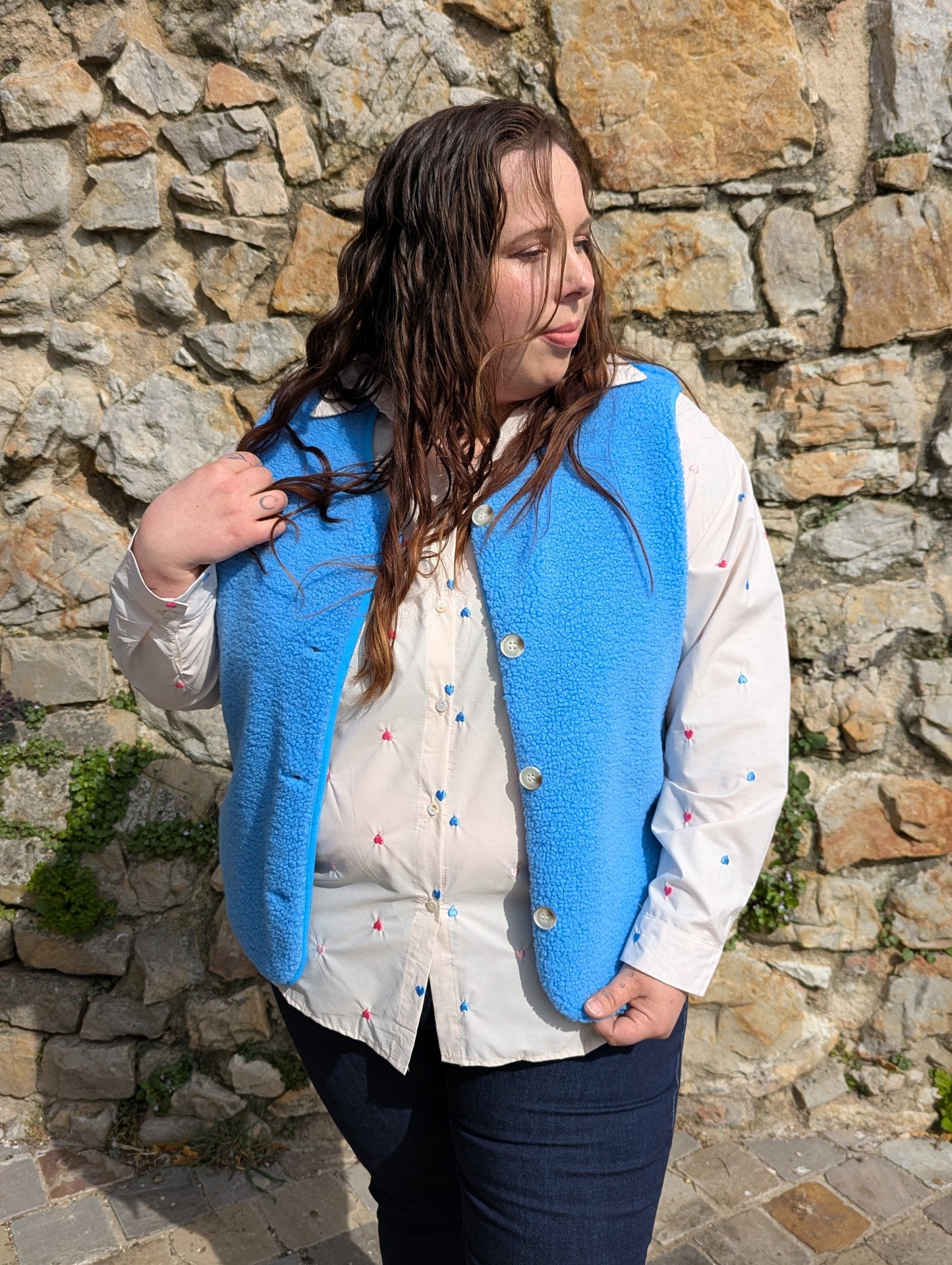 Gilet QUIMPER Curvy (bleu clair)