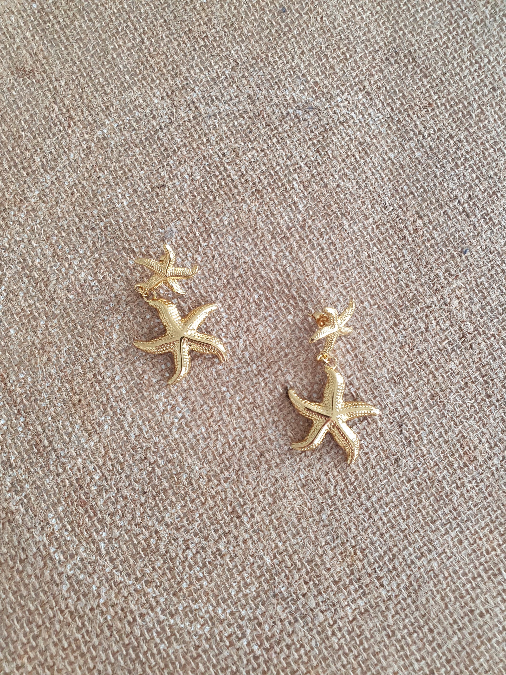 Boucles d'oreilles étoiles de mer doré acier inoxydable