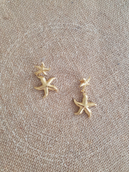 Boucles d'oreilles étoiles de mer doré acier inoxydable