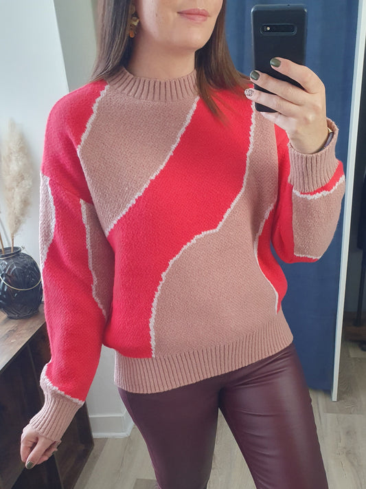 Pull design terracotta matiere douce et chaude femme