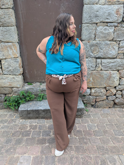 Top fluide bleu canard femme grande taille
