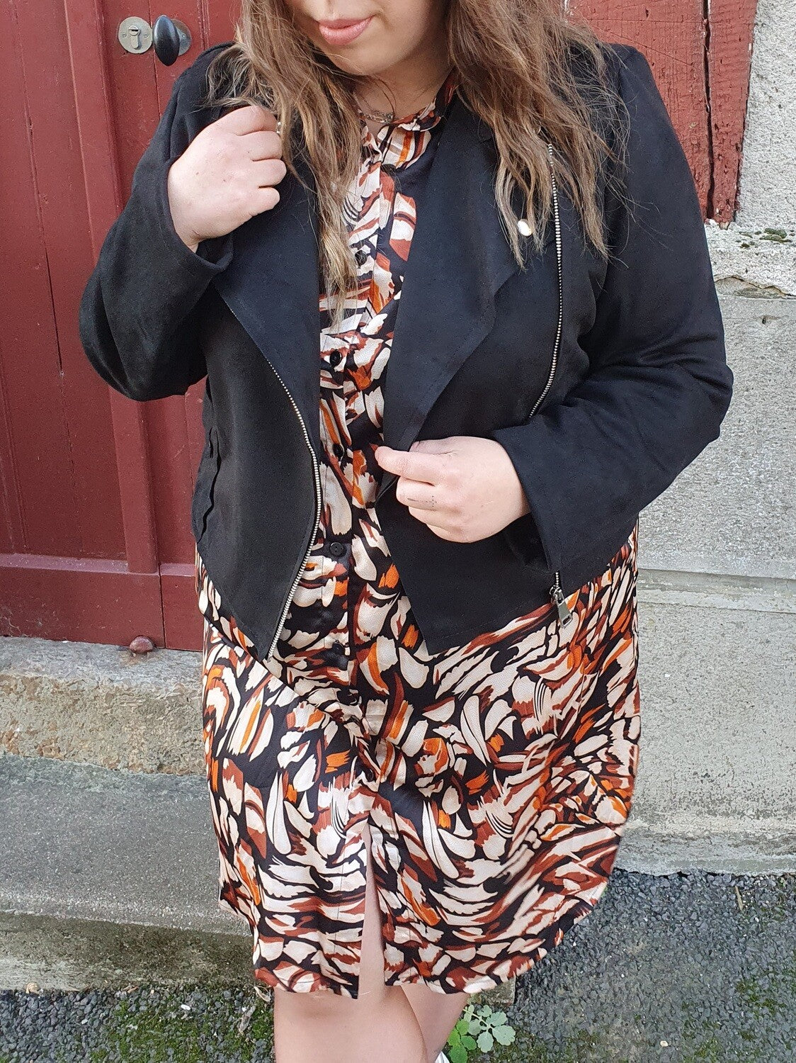 Perfecto en suédine noir femme grande taille coupe cintrée