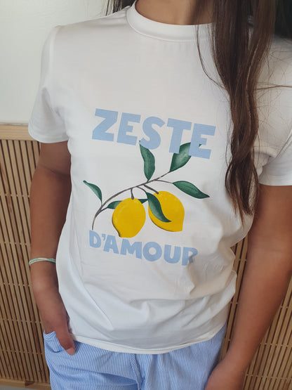 T-shirt zeste d'amour collection mère fille col rond citrons