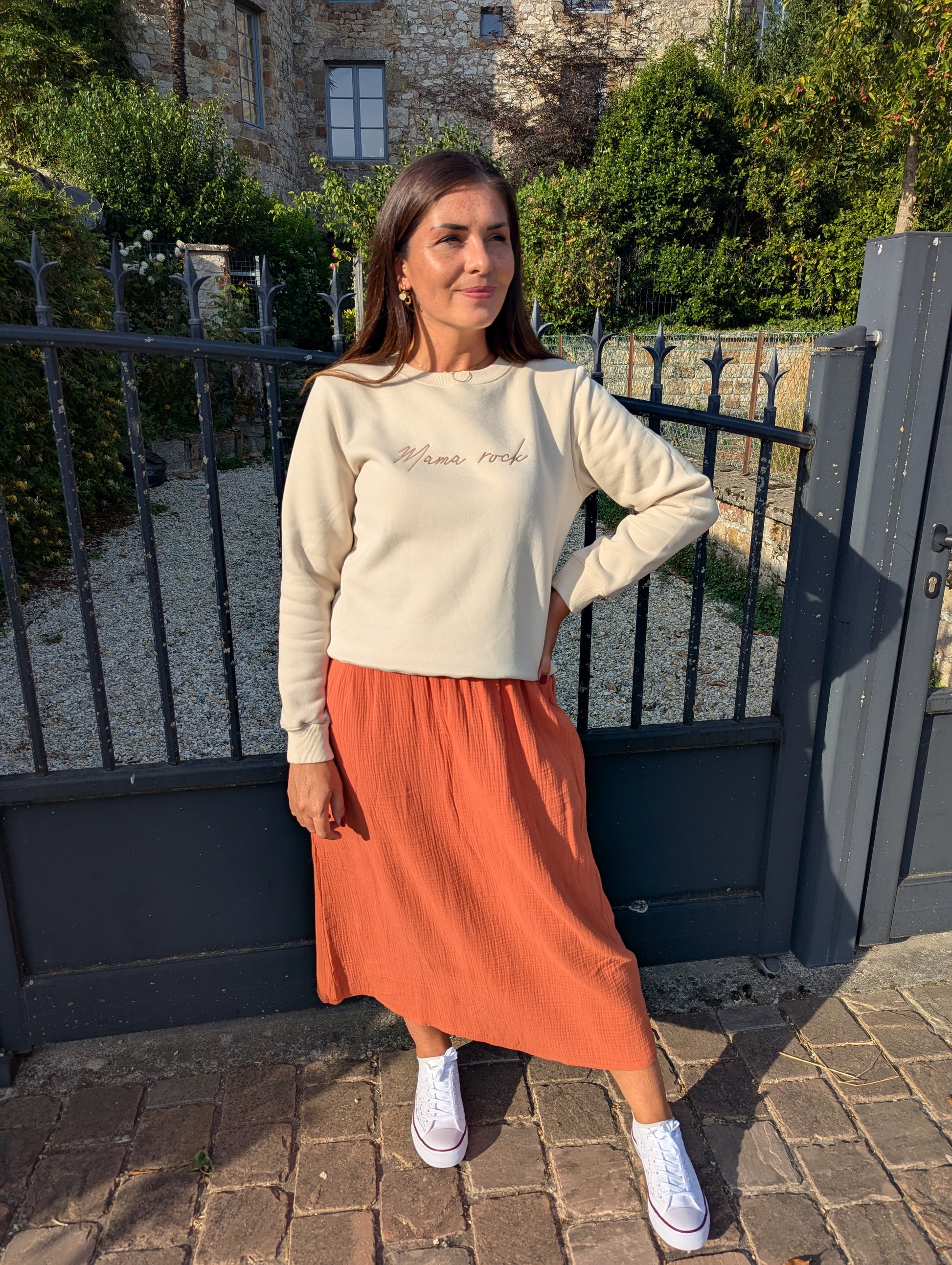 Sweat mama rock beige camel matchy mère fille
