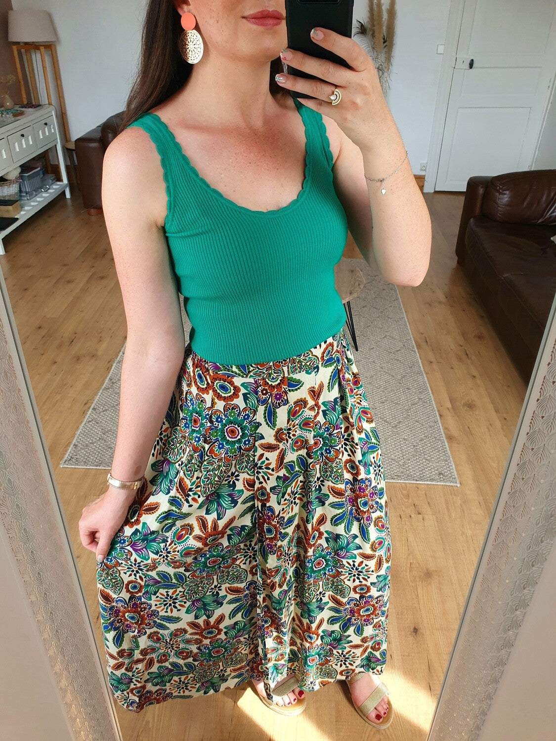 Débardeur vert gucci en maille cotelé femme dos nu