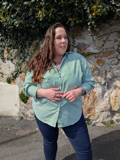 Chemise COEURS vert/rayé Curvy