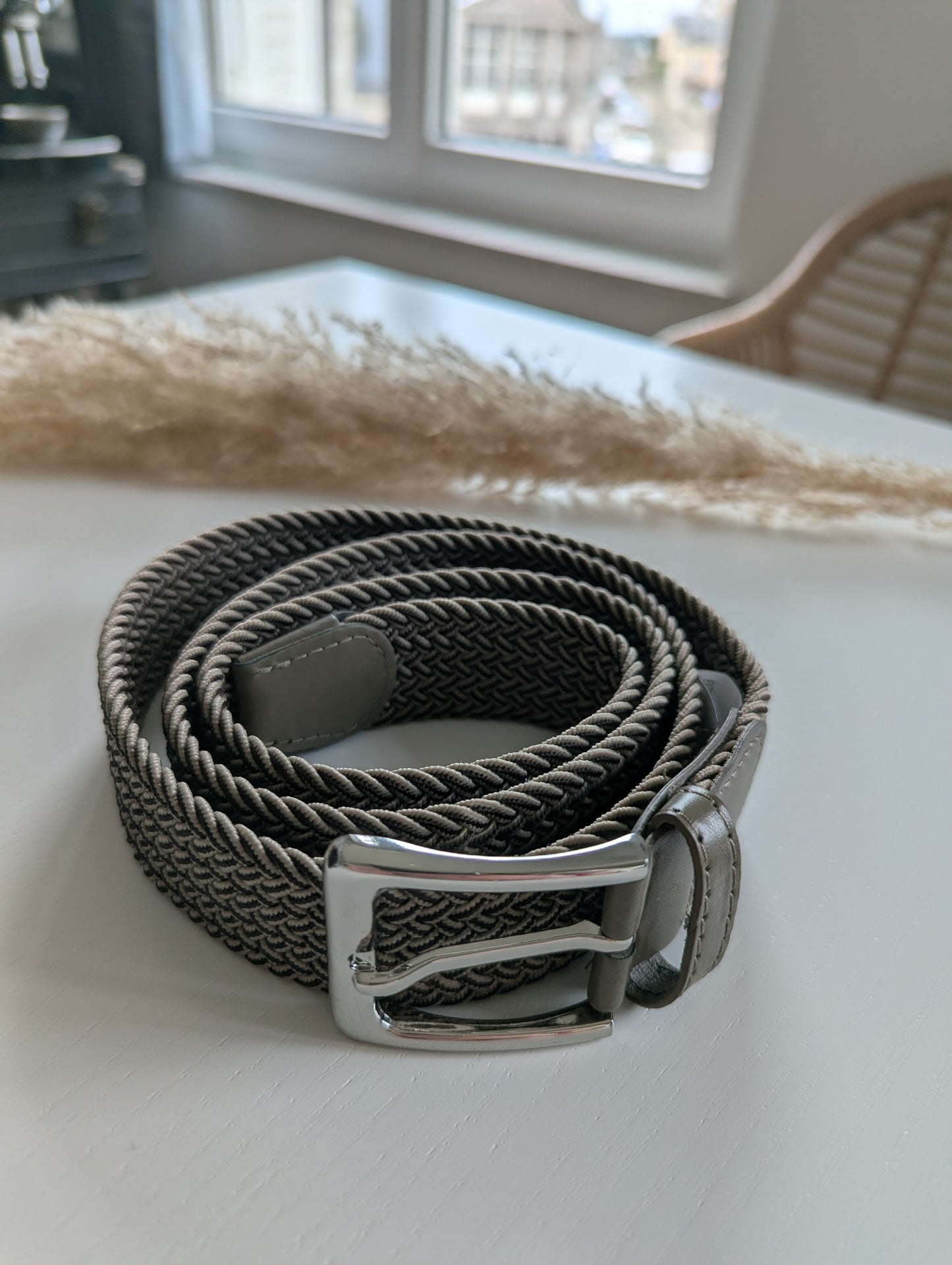 Ceinture tressée taille unique pour femme boucle argentée