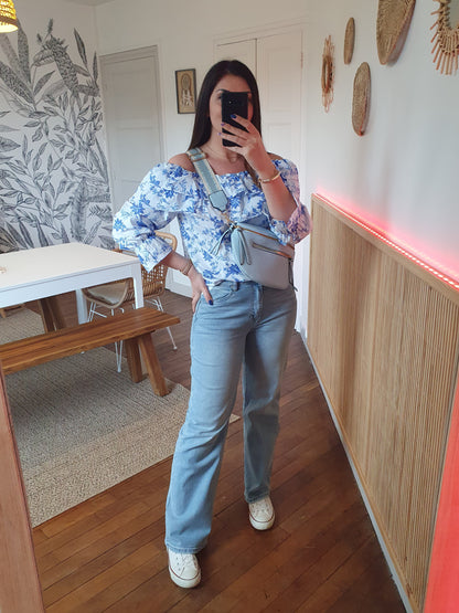 Ceinture banane bleu ciel bandoulière réglable pour femme
