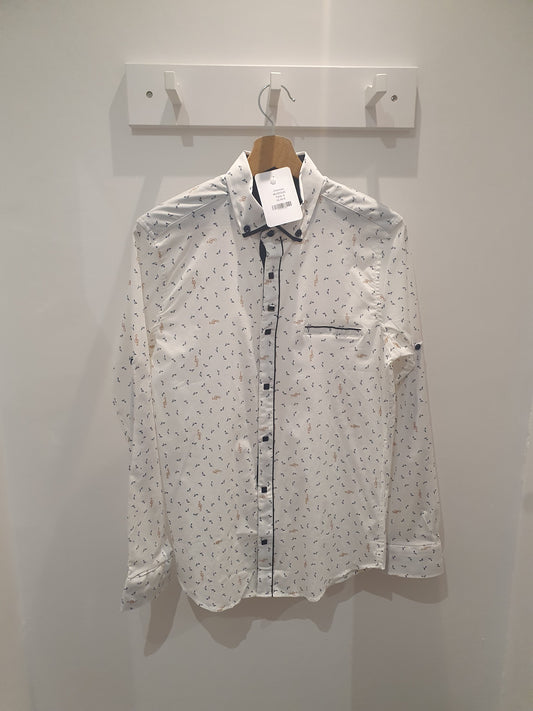 Chemise blanche à motif notes de musique homme tendance