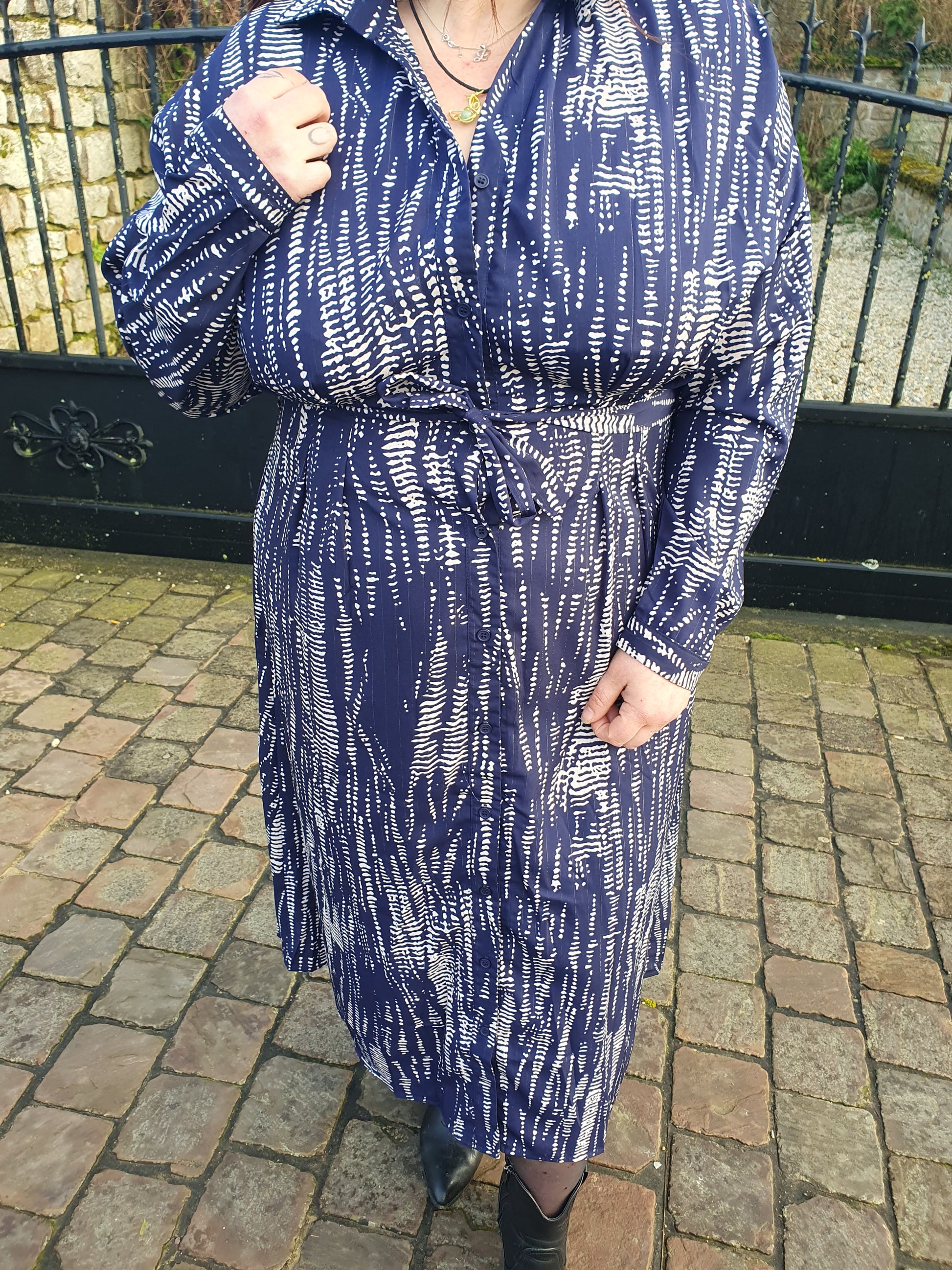 Robe chemise longue femme grande taille bleu marine