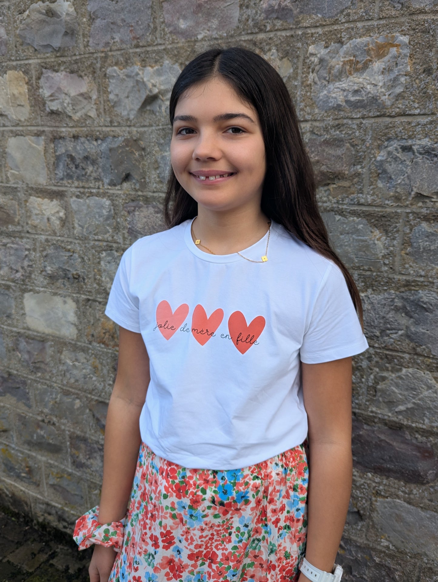 T-shirt telle mère telle fille blanc terracotta famille