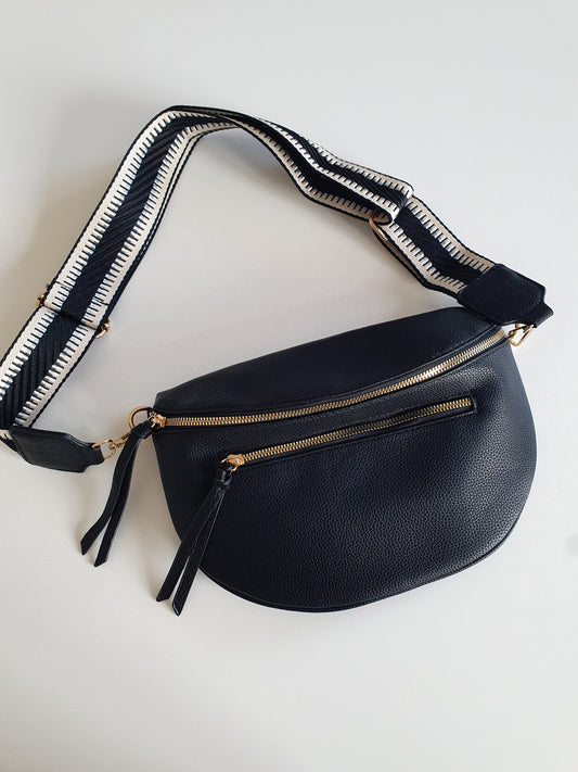 Ceinture banane noir bandoulière réglable pour femme