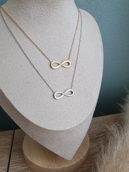 Collier signe infini acier inoxydable doré et argenté femme