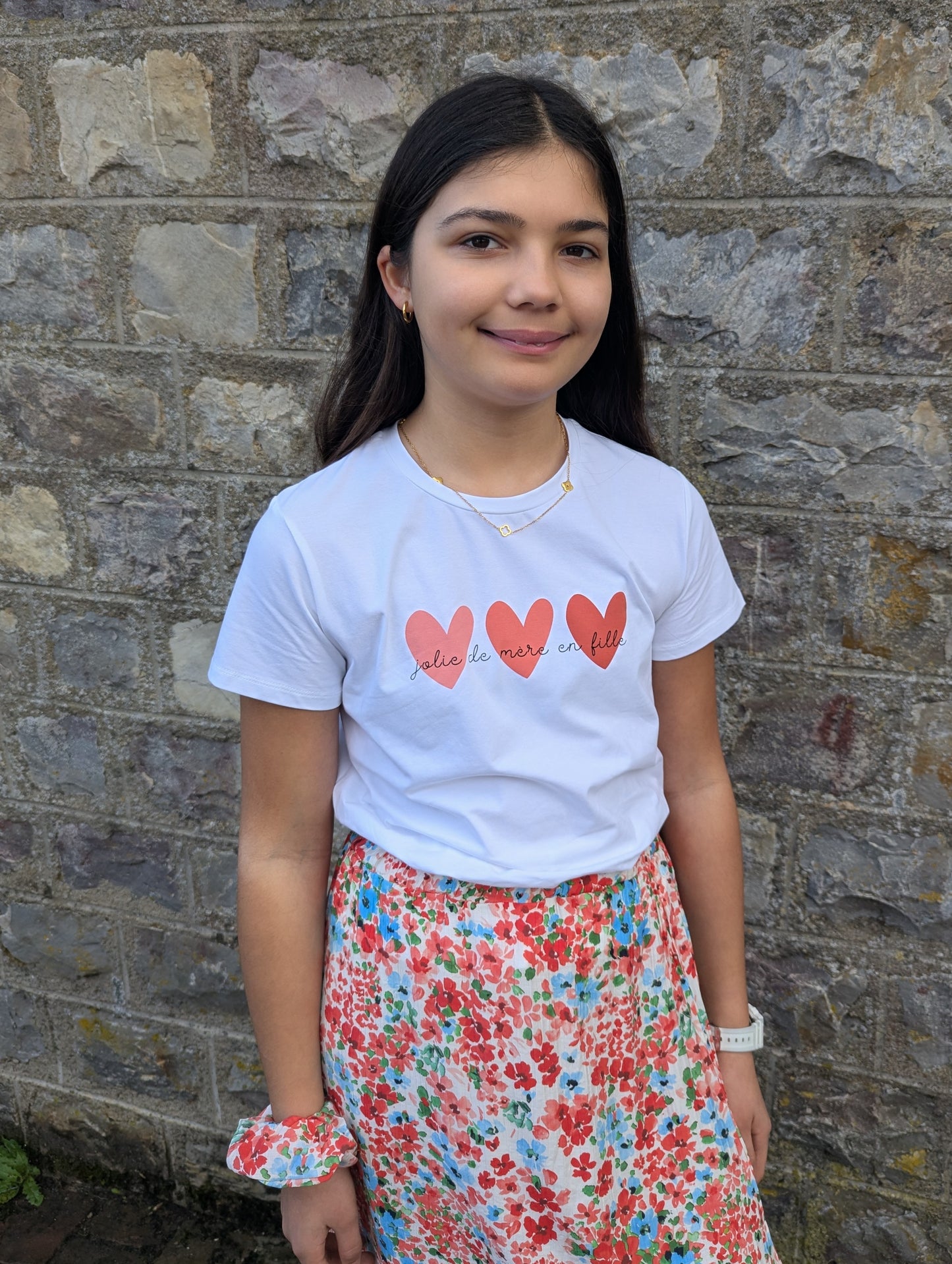 T-shirt telle mère telle fille blanc terracotta famille