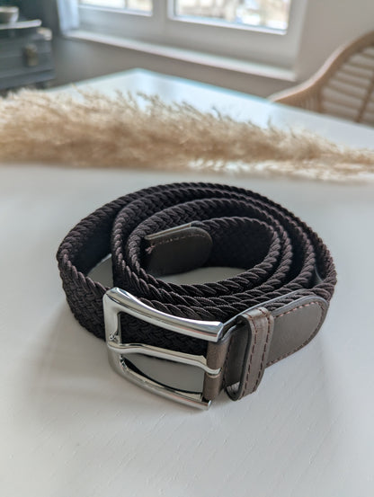 Ceinture tressée taille unique pour femme boucle argentée