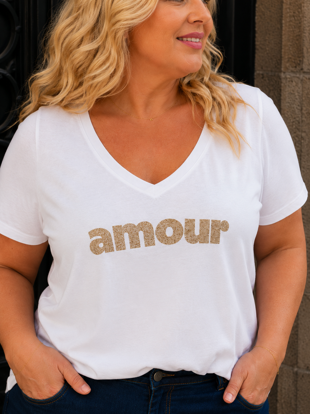 T-shirt AMOUR Curvy (blanc)