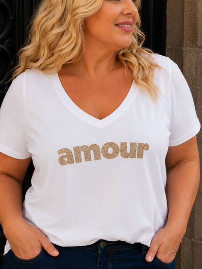 T-shirt AMOUR Curvy (blanc)