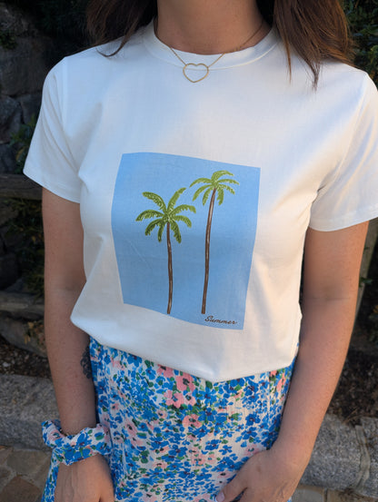 T-shirt PALMIERS (bleu)