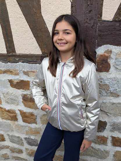 Parka fourrée doré imperméable avec capuche enfants