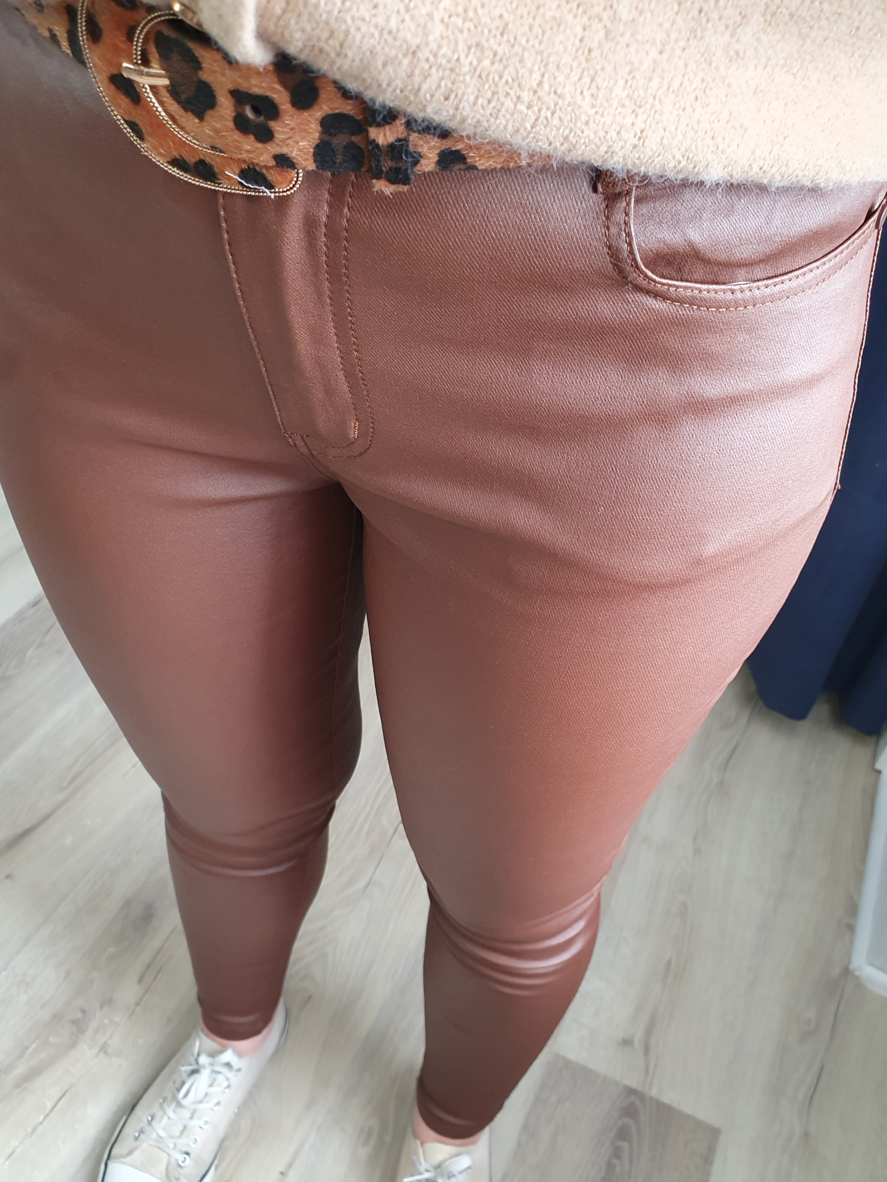 Pantalon simili cuir SEVILLE camel