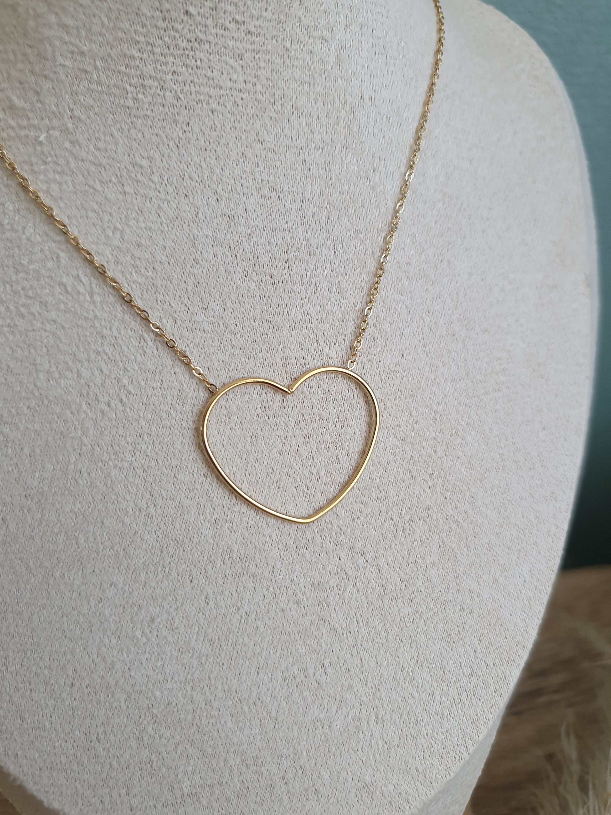 Collier forme de coeur acier inoxydable doré argenté femme