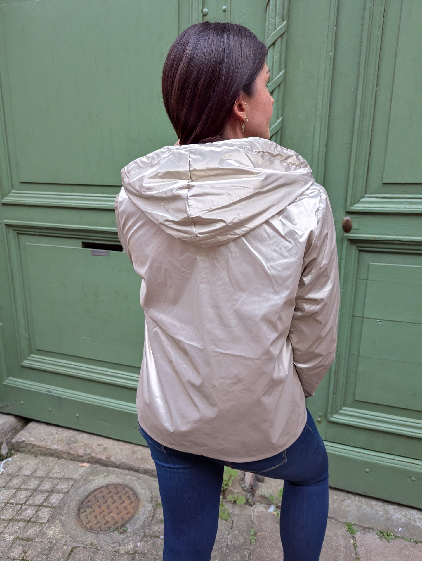 Parka réversible Laura Jo court kaki et or imperméable