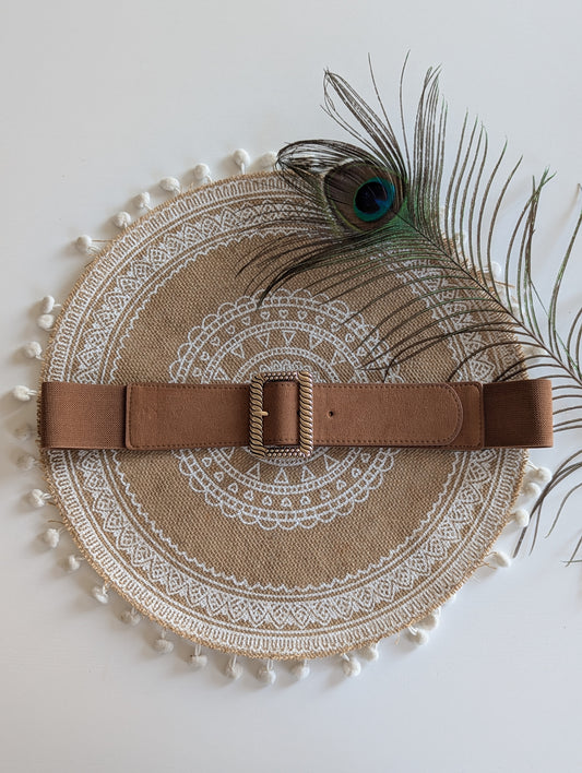 Ceinture camel élastique grande taille femme réglable