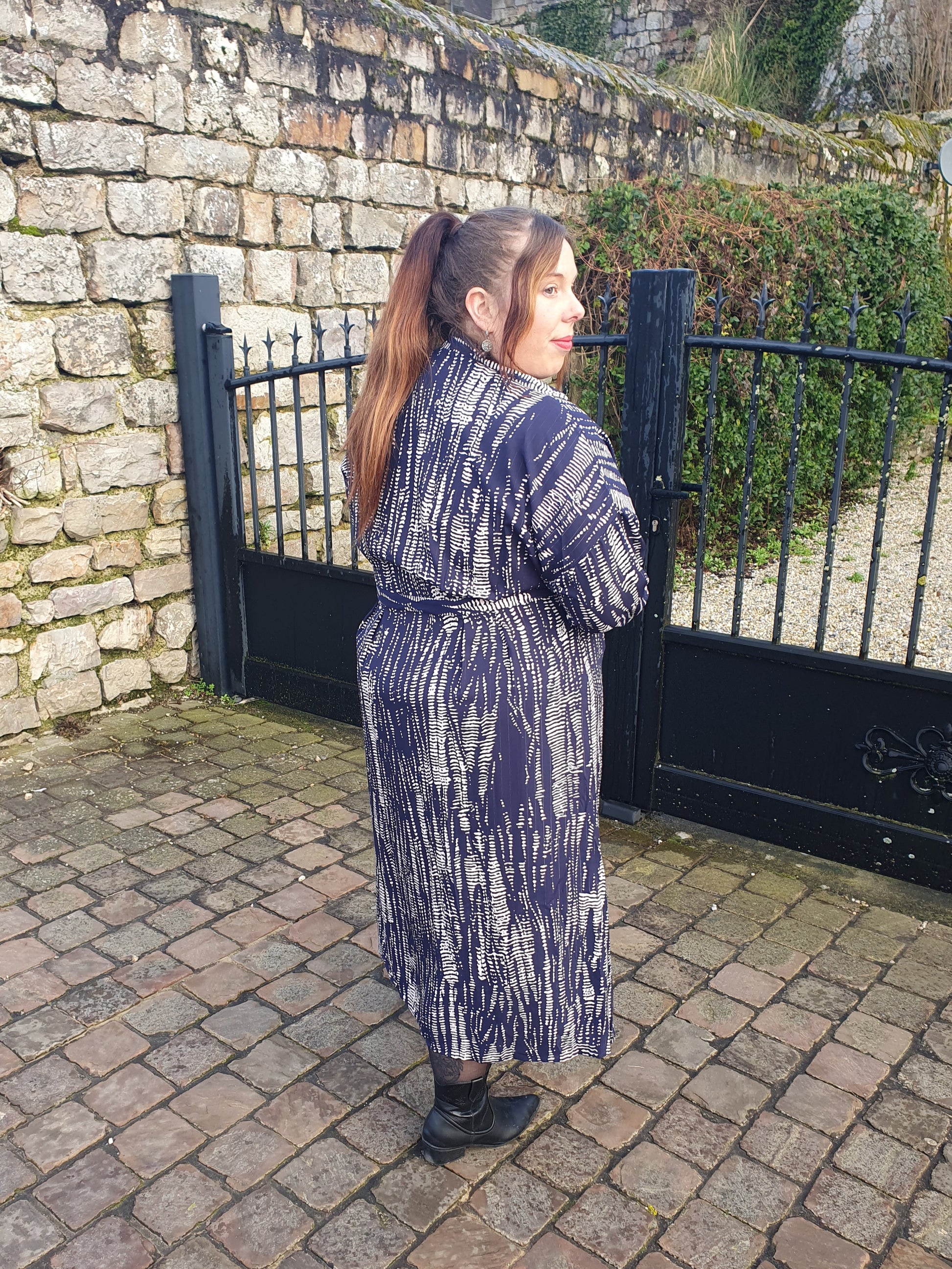 Robe chemise longue femme grande taille bleu marine