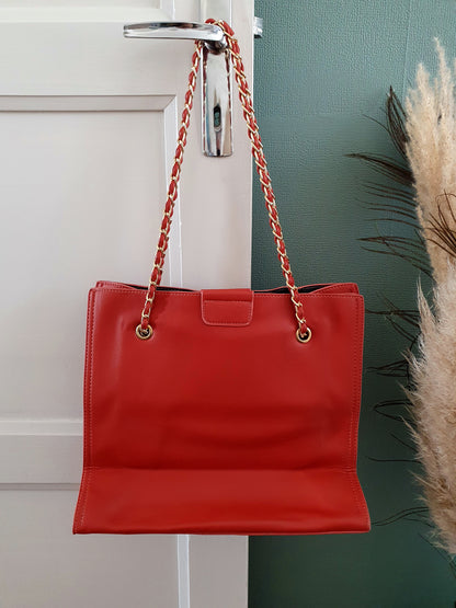 Sac simili cuir effet crocodile couleur brique et doré