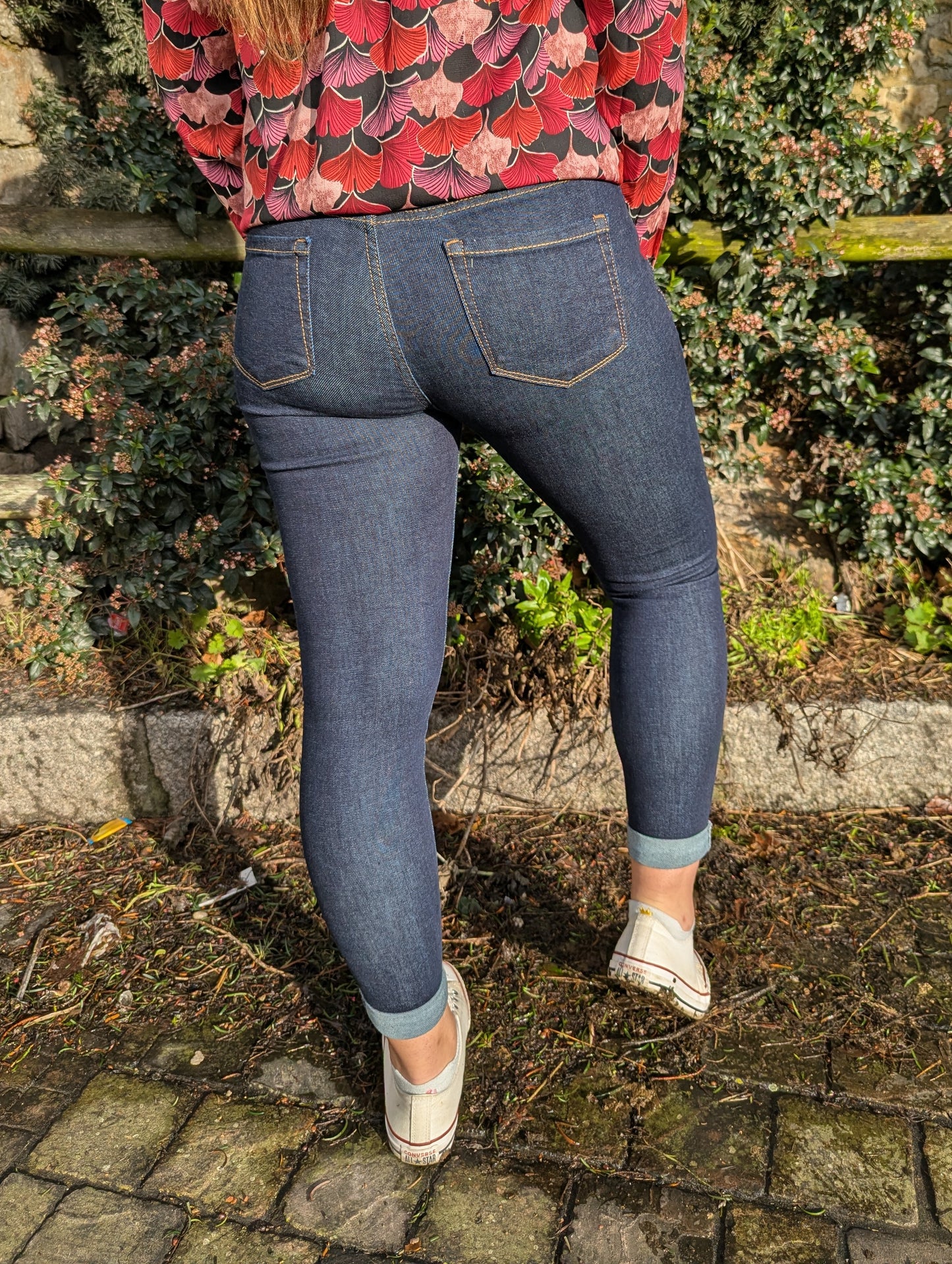 Jean bleu foncé brut taille haute slim stretch femme