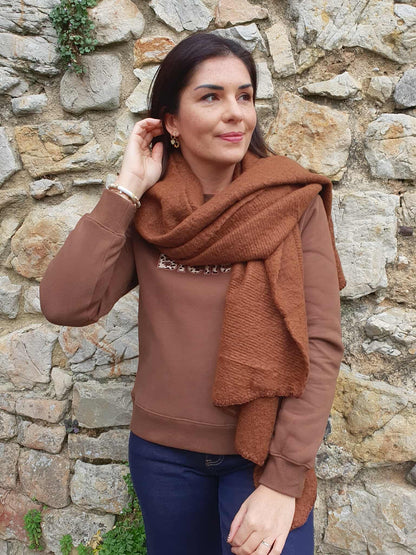 Echarpe épaisse marron chocolat unie femme