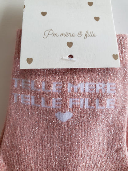 Paire de chaussettes femme paillettes telle mère telle fille