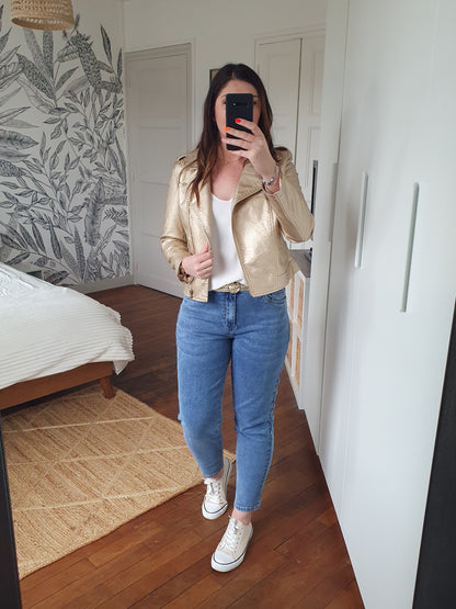Perfecto doré en simili cuir femme gold nouvelle collection