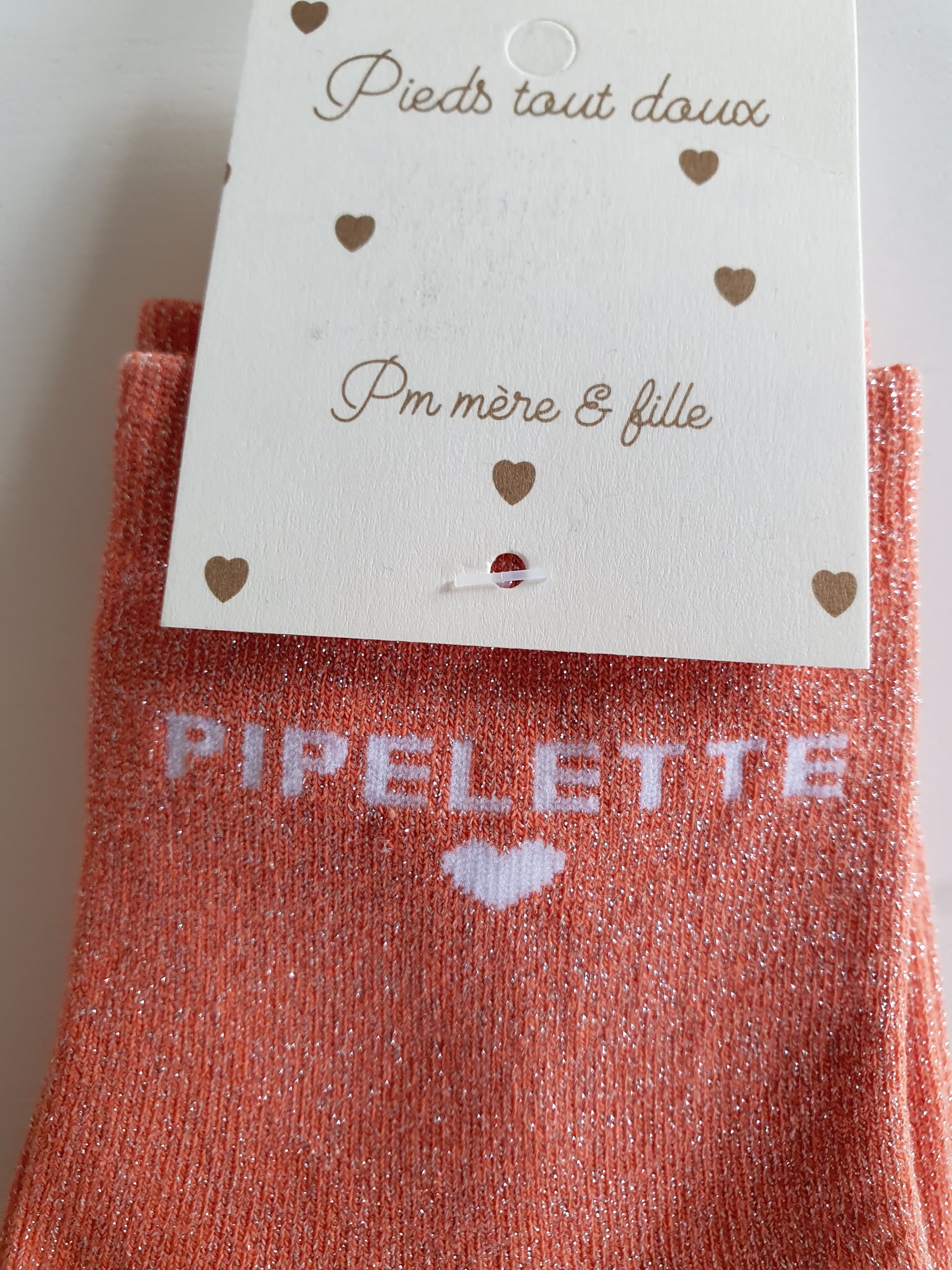 Paire de chaussettes femme paillettes texte pipelette