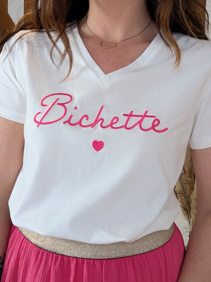 T-shirt BICHETTE (blanc/fushia)