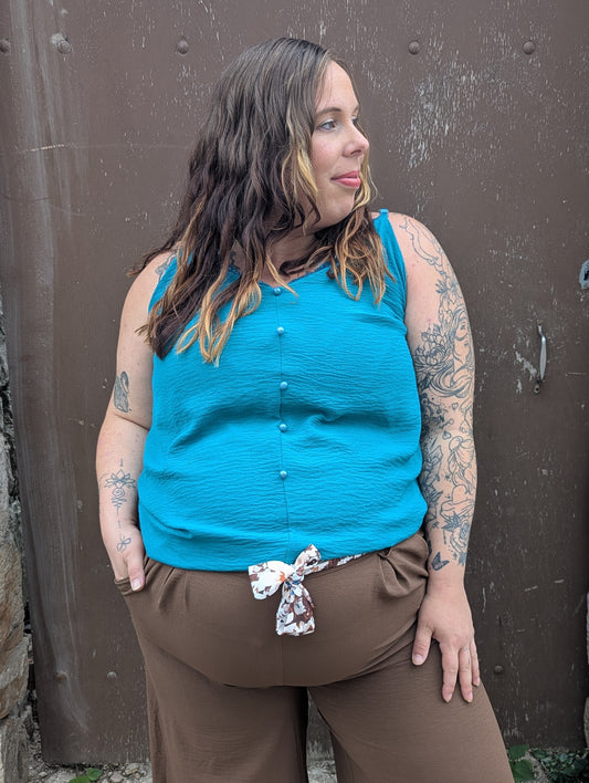 Top fluide bleu canard femme grande taille