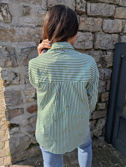 Chemise COEURS vert/rayé
