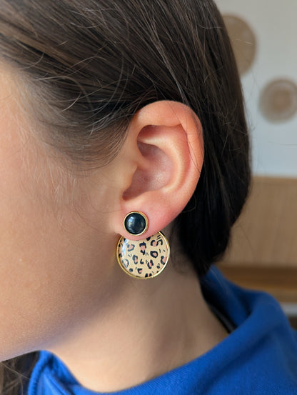 Boucles d'oreilles Nomade puces léopard doré