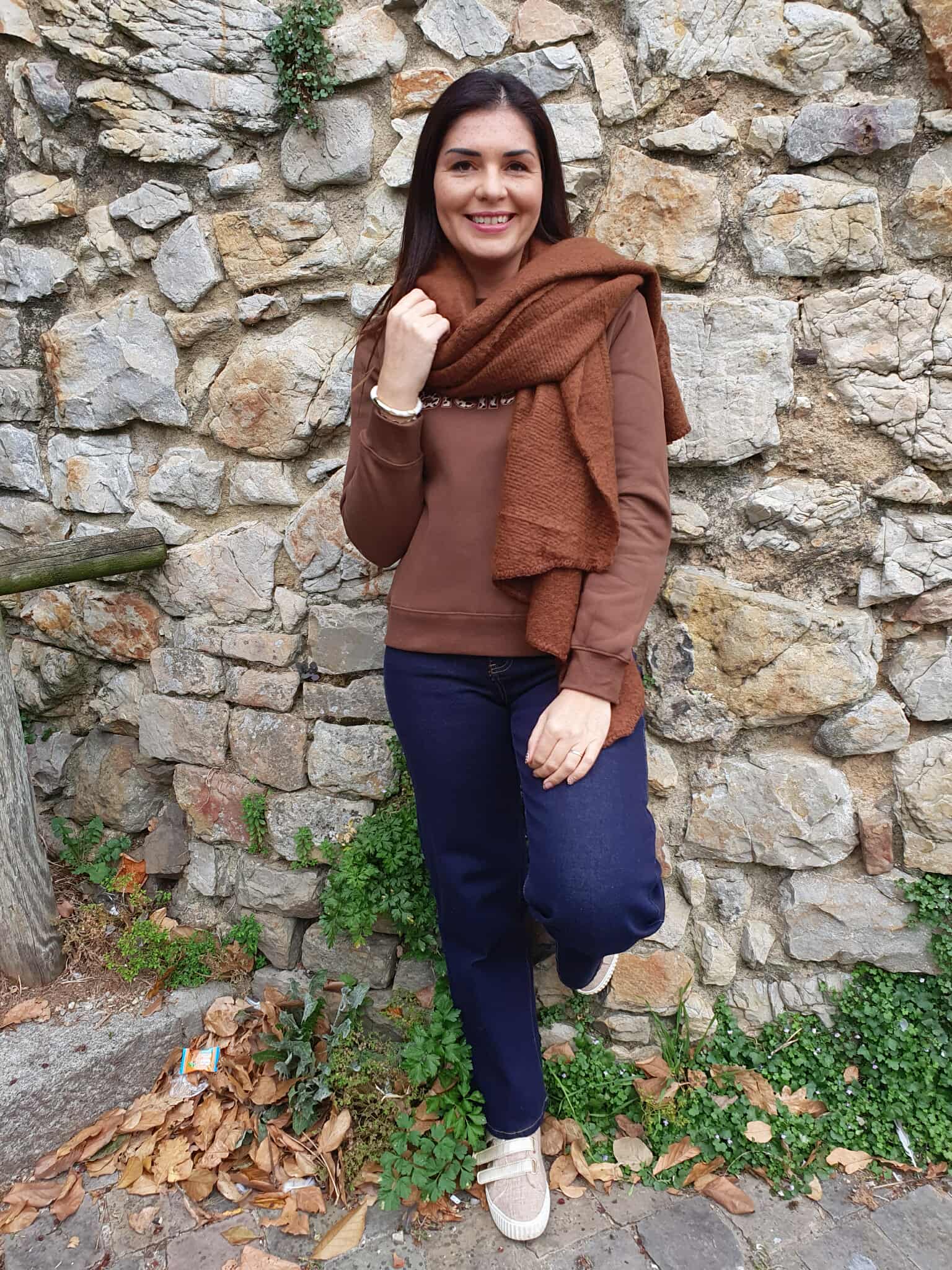 Echarpe épaisse marron chocolat unie femme