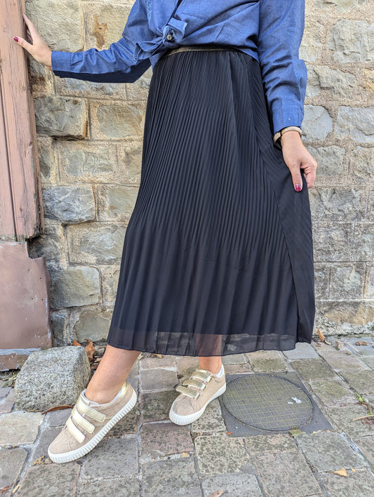 Jupe longue plissée noir pour femme