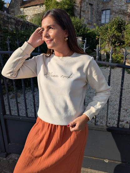 Sweat mama rock beige camel matchy mère fille