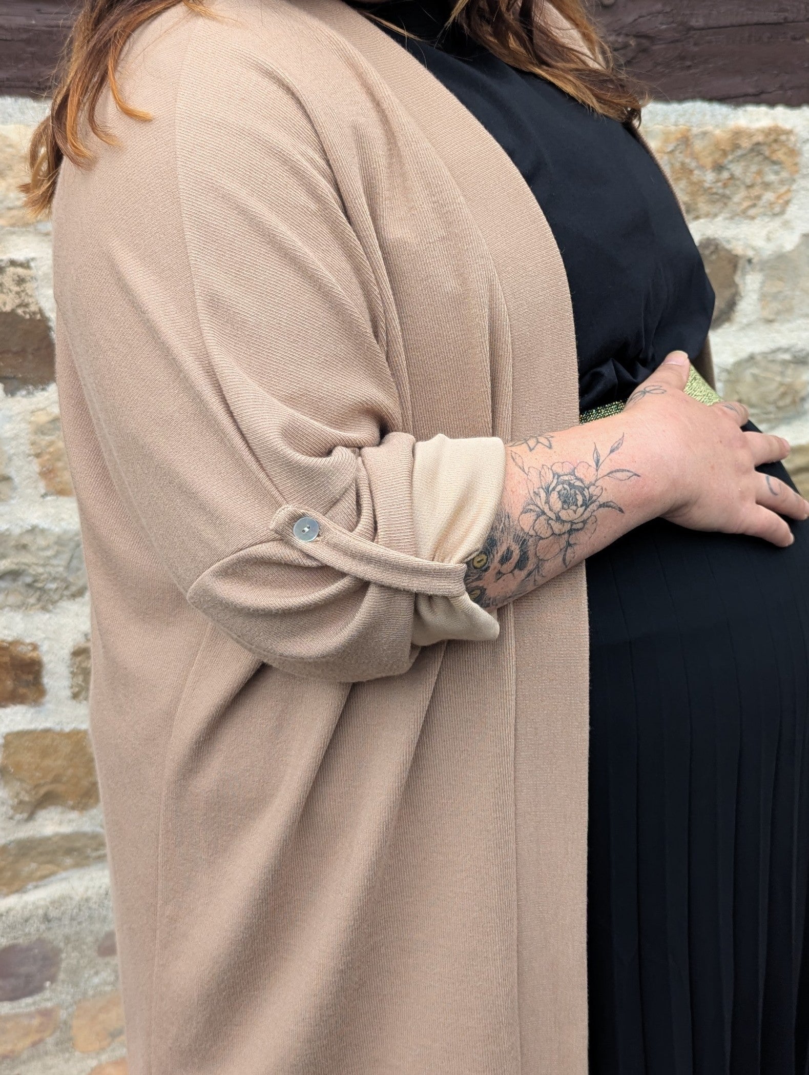 Gilet grande taille couleur beige matiere douce et légère