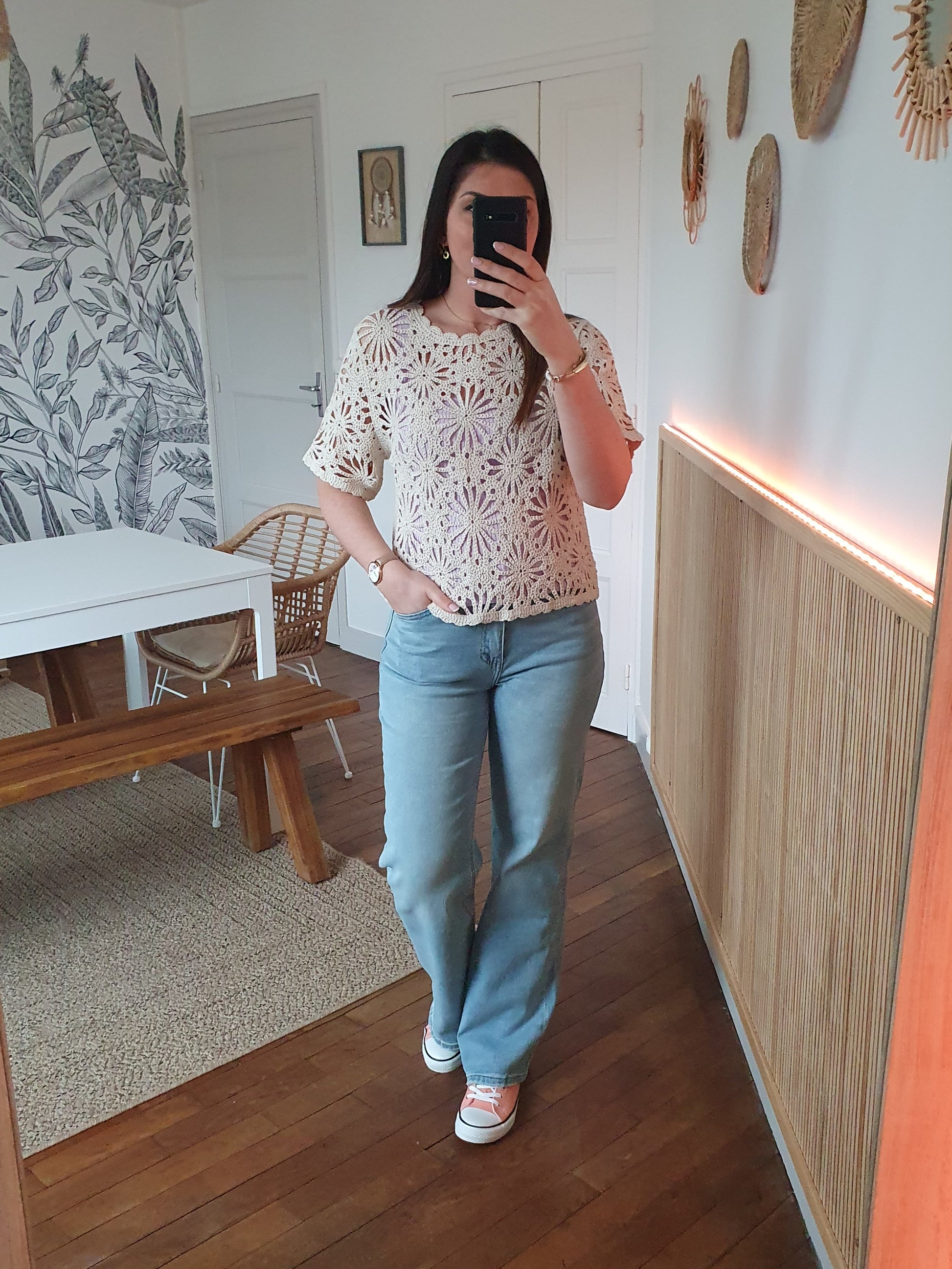 Débardeur lilas en maille cotelé femme dos nu et bretelles