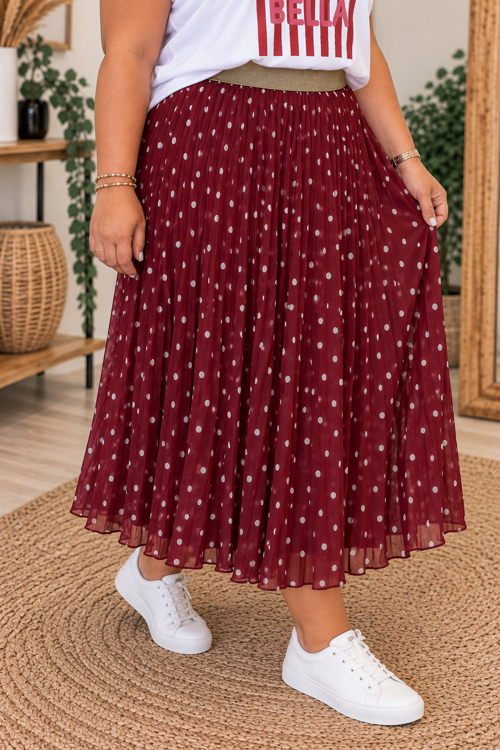 Jupe VIENNE Curvy (pois/bordeaux)